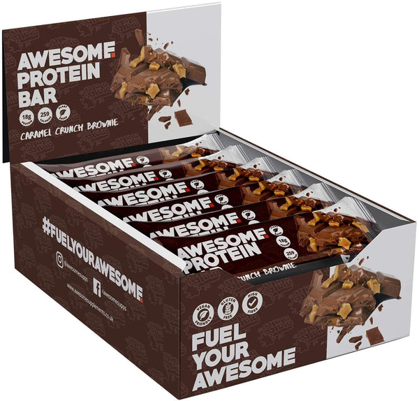 Awesome Protein Bar Box (12 Bars) - Caramel Crunch Brownie - Protein Parcel
