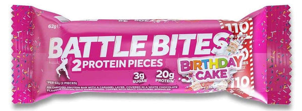 Battle Snacks Battle Bites Birthday Cake Protein Bar Box (12 Bars) - Protein Parcel