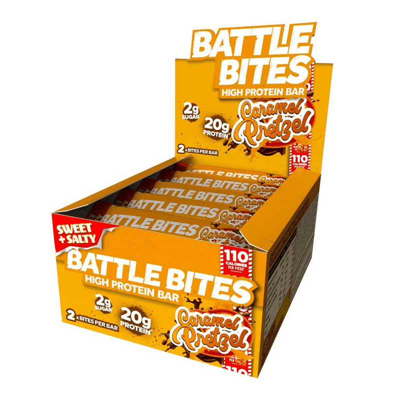 Battle Snacks Battle Bites Caramel Pretzel Protein Bar Box (12 Bars) - Protein Parcel