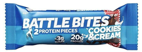 Battle Snacks Battle Bites Cookies & Cream Protein Bar Box (12 Bars) - Protein Parcel
