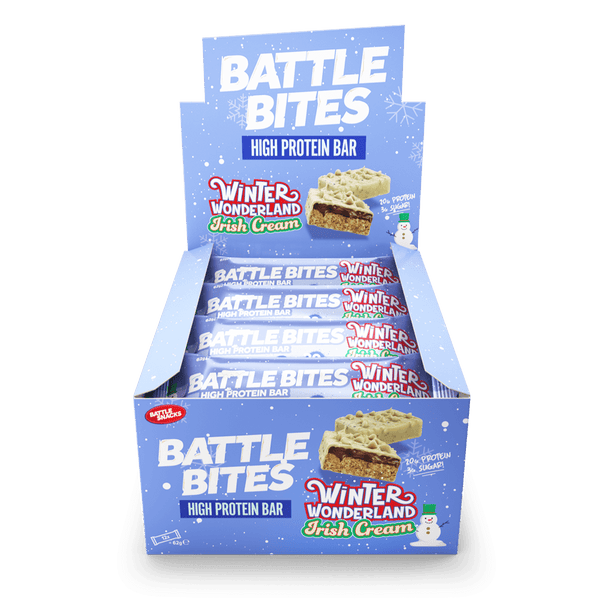 Battle Snacks Battle Bites Winter Wonderland Irish Cream Protein Bar Box (12 Bars) - Protein Parcel