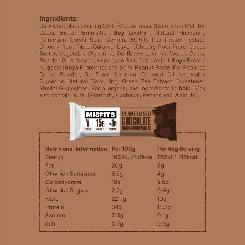 Misfits Plant-Based Chocolate Brownie Protein Bar - Protein Parcel
