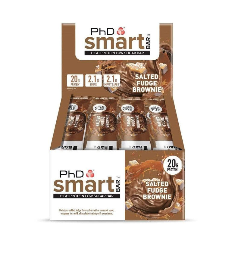 PhD Smart Bar Salted Fudge Brownie Protein Bar Box (12 Bars) - Protein Parcel