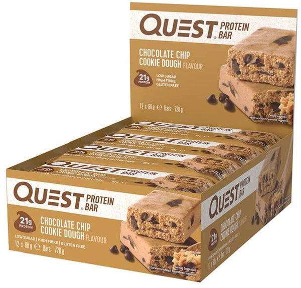 Quest Chocolate Chip Cookie Dough Protein Bar Box (12 Bars) - Protein Parcel