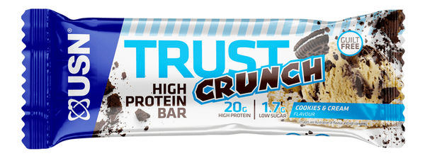USN Trust Crunch Cookies & Cream Protein Bar Box (12 Bars) - Protein Parcel