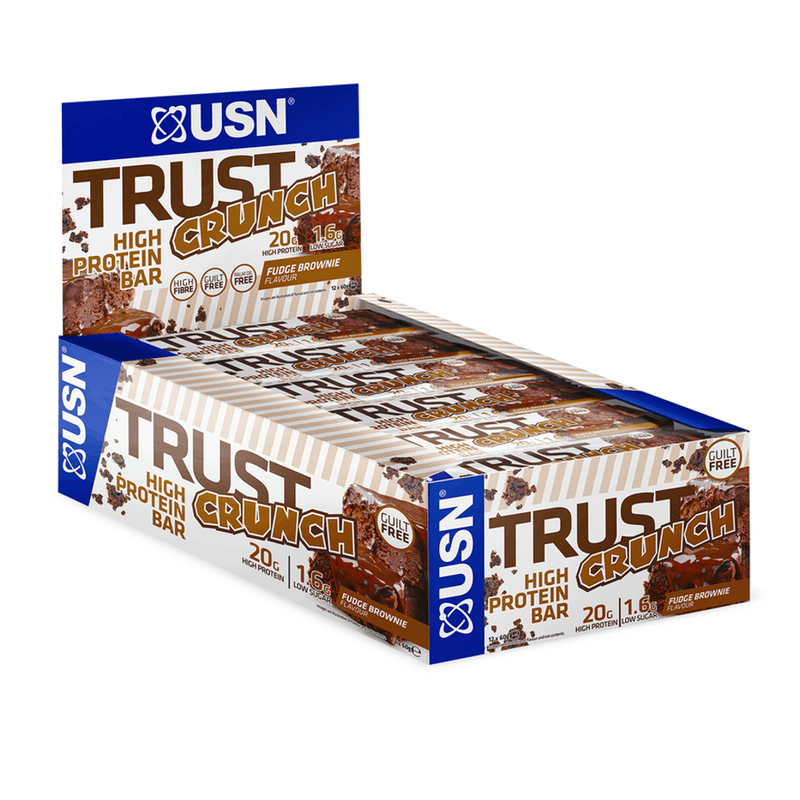 USN Trust Crunch Fudge Brownie Protein Bar Box (12 Bars) - Protein Parcel